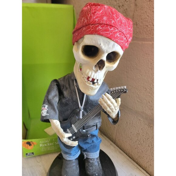 Rockin skeleton AS IS Grim reaper skeleton biker guitar Halloween decor - Picture 6 of 12